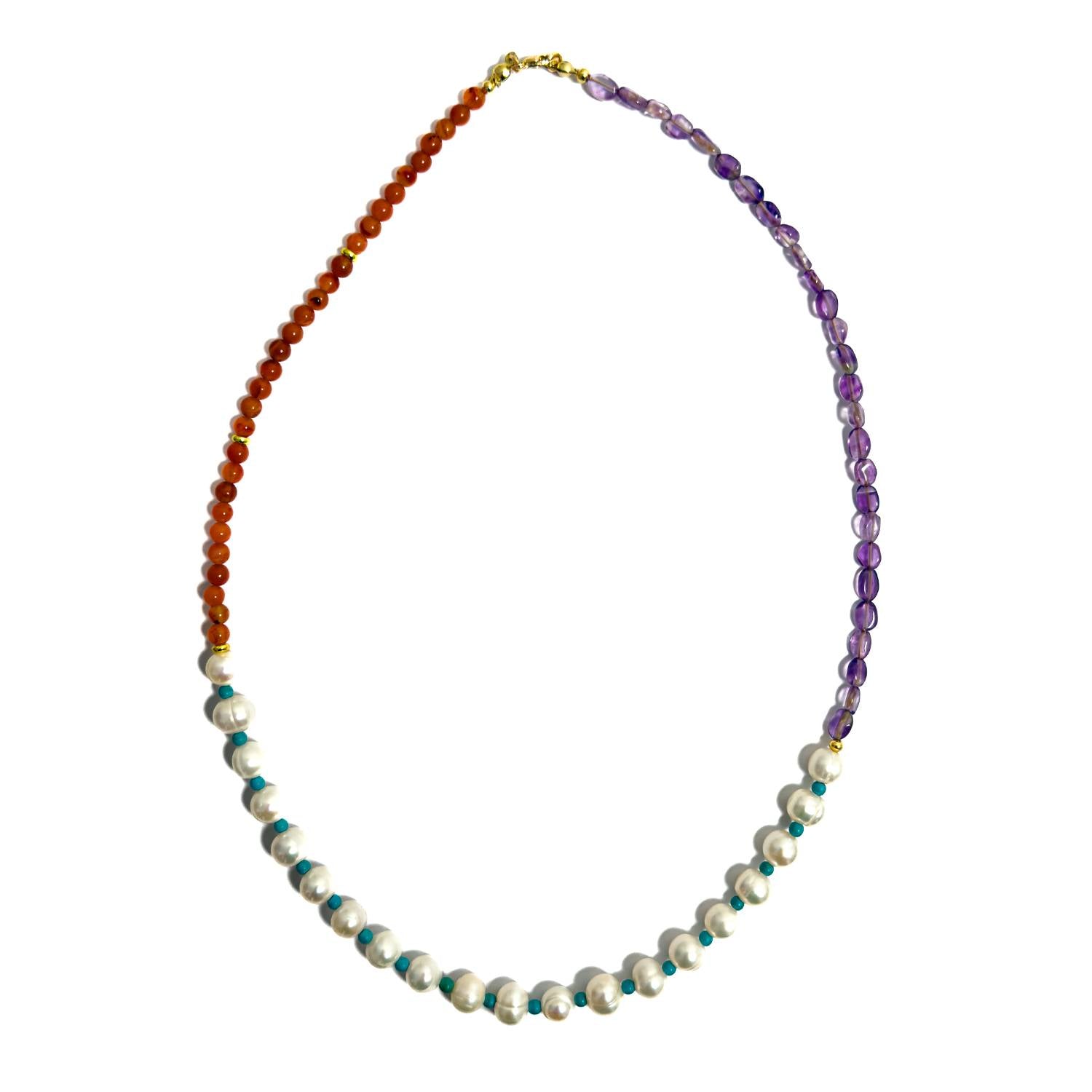 Collar de Perlas, Amatista y Cornalina Natural | MAVIS