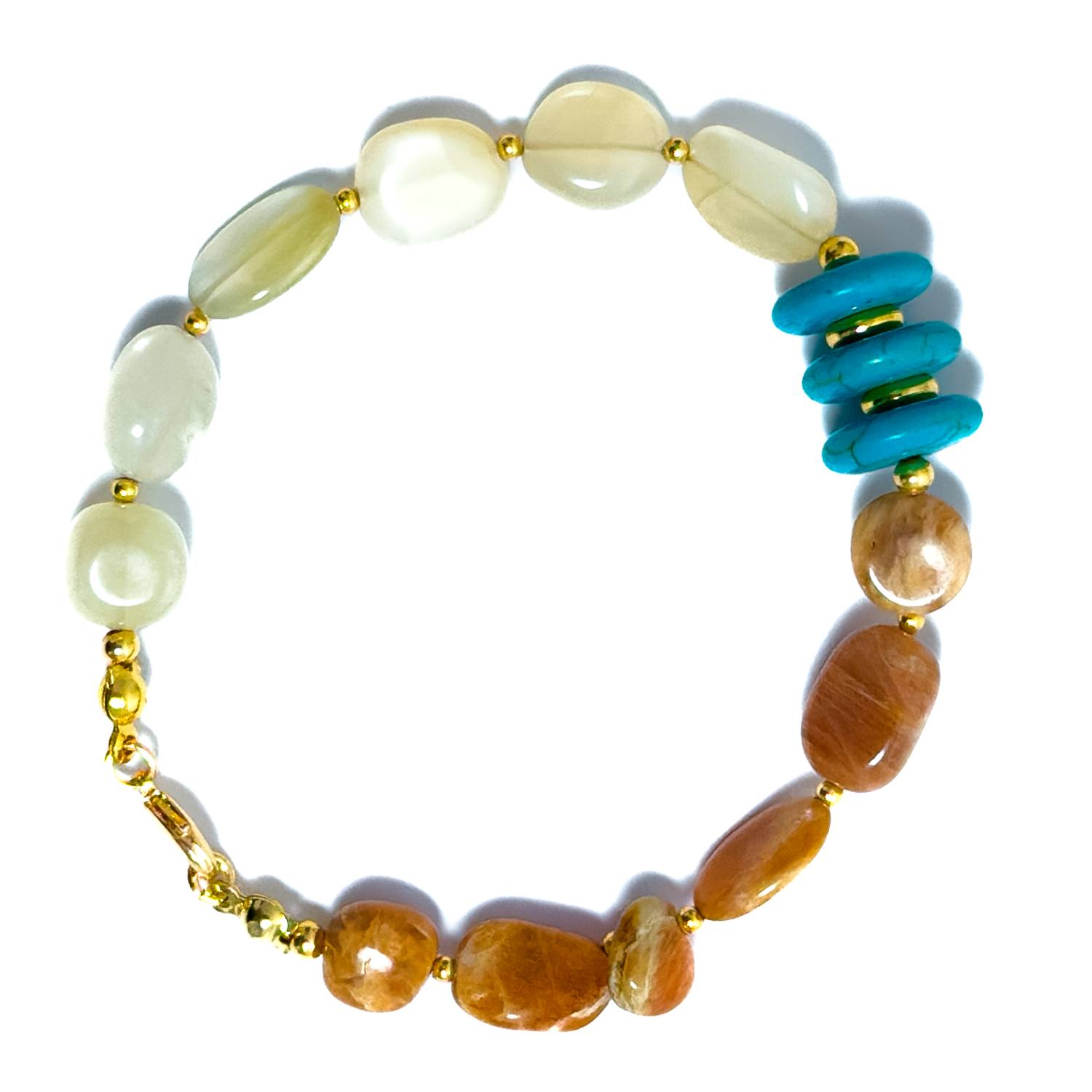 Pulsera Brisa Costera|Piedra Luna Adularía turquesa