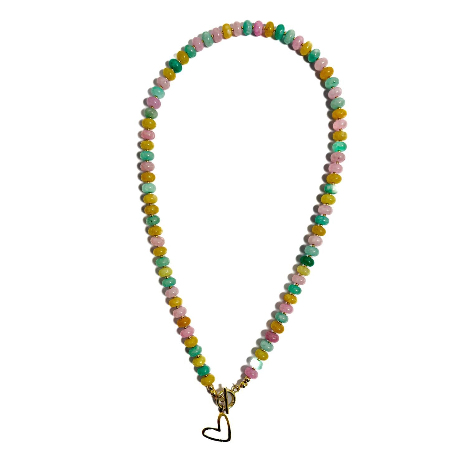 Collar de Ágatas Naturales con Corazón Artesanal | MAVIS
