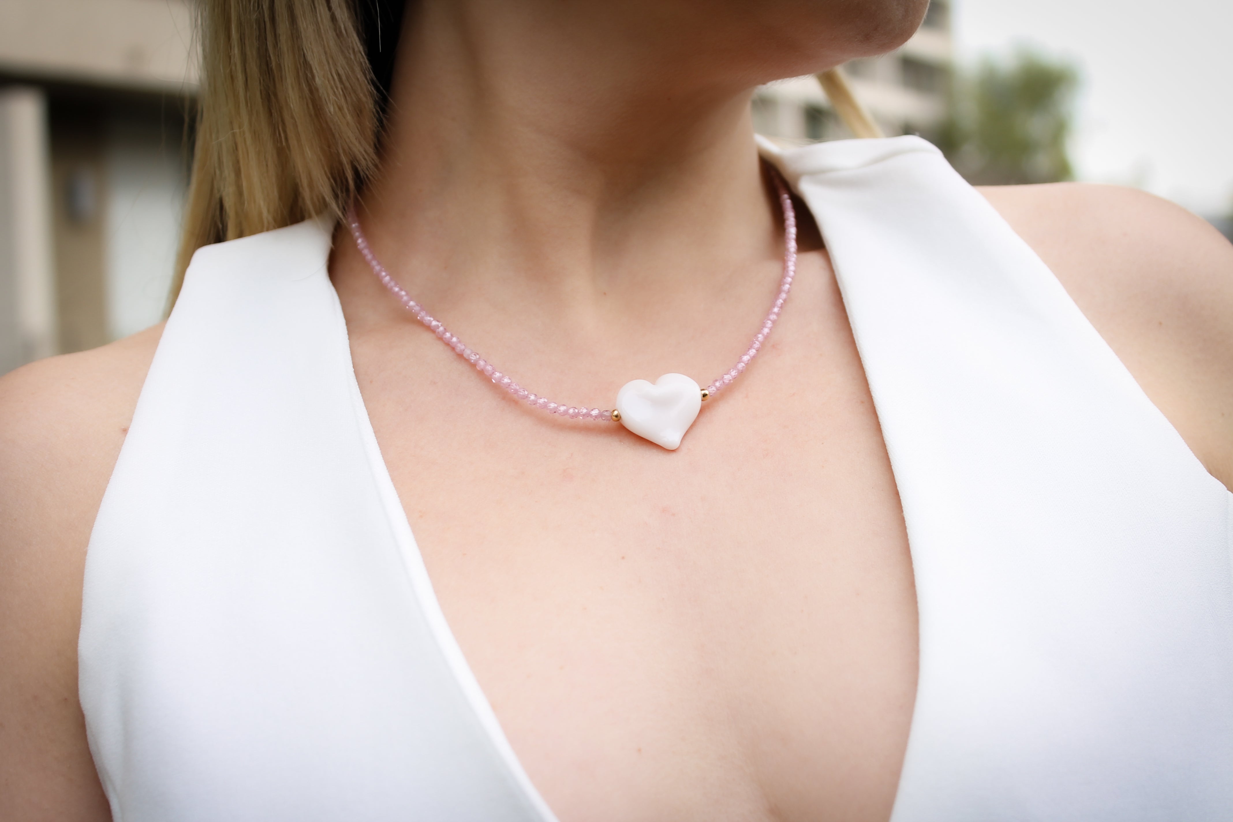 Collar Corazón Murano Blanco
