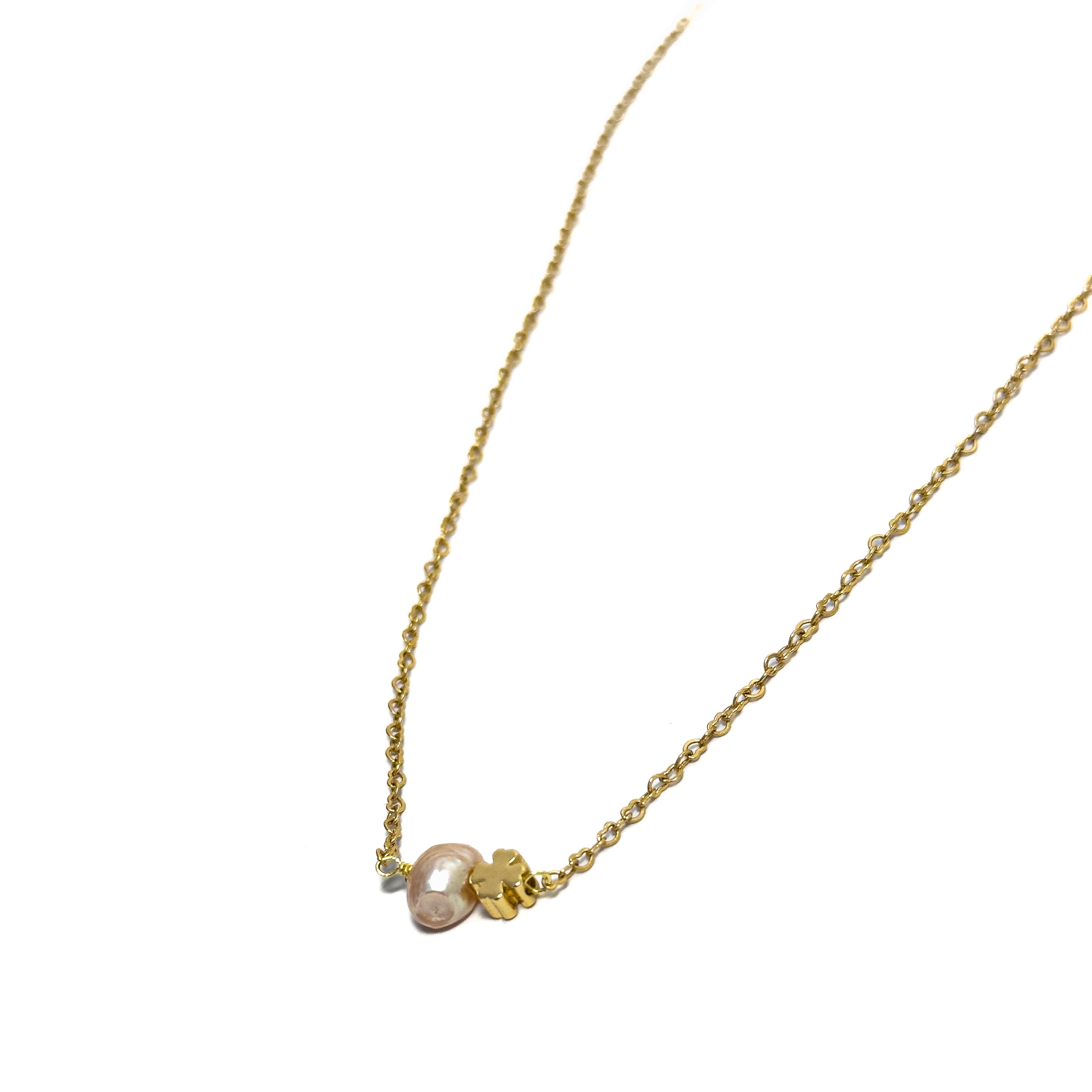 Collar Mujer con Perla Cultivada y Dije Baño de Oro | MAVIS
